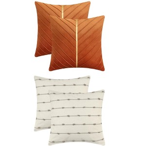 REGALWOVEN 4 Pcs Modern Farmhouse Decorative Throw Pillow Covers 18" x 18" - 1 of 4