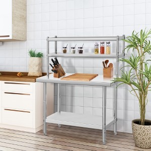 Stainless Steel Table with Overshelves,Heavy Duty Metal Kitchen Prep Table, Commercial Workstation for Home Kitchen Restaurant Garage Warehouse - 1 of 4