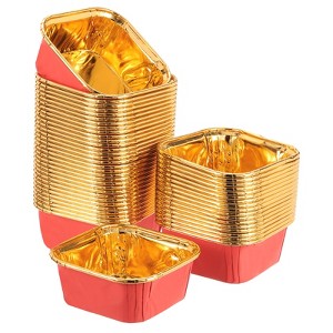 Unique Bargains Greaseproof Party Single-sided Aluminum Foil Cupcake Liners 50 Pcs - 1 of 4