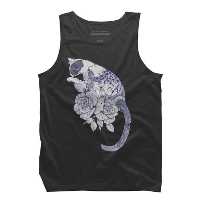 Men's Design By Humans Cat Snake Flowers Tattoo By jess1586 Tank Top