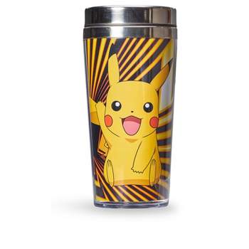 Just Funky Pokemon Pikachu Travel Mug - 16oz BPA-Free Car Tumbler with Spill-Proof Lid