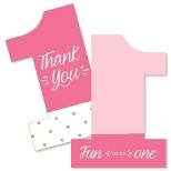 Big Dot of Happiness 1st Birthday Girl - Fun to be One - Shaped Thank You Cards - First Birthday Party Thank You Note Cards with Envelopes - Set of 12