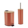 Evideco French Home Goods Bathroom Set with Bamboo Lid - Matte Metal Trash Can and Toilet Brush - 2 of 4
