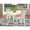HomeStock 3-Piece Linen White Finish Rectangular Solid Wood Top with Dropleaf Dining Table Set - 2 of 4