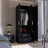 71" High Armoire Wardrove Closet with 2 Drawers, Four Doors , Three Cabinet , Six Shelves and Hanging Rod, Bedroom Clothes Storage Cabinet Organizer - 4 of 4