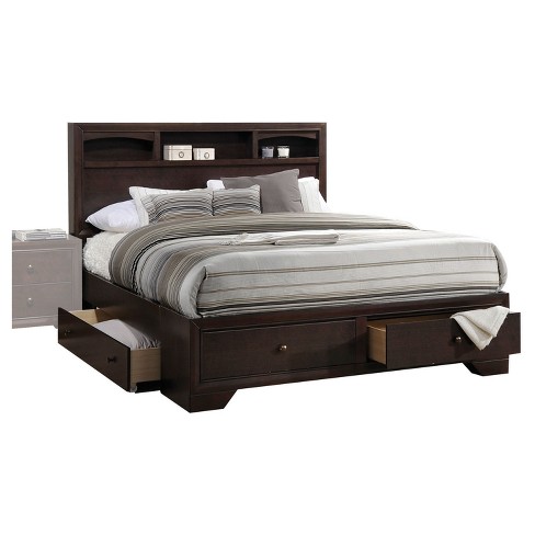 Madison II Queen Bed With Storage Espresso - Acme Furniture : Target