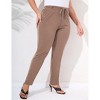 Clearlove Plus Size Women's Solid Color Tie Waist Tummy Control Slim Leg Pants Stretch Comfort Work Pants - 4 of 4
