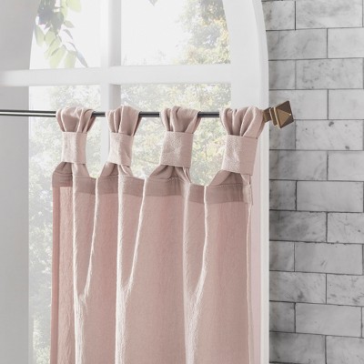 Rose Quartz Sheer Cotton Twist Tab Kitchen Curtain Pair