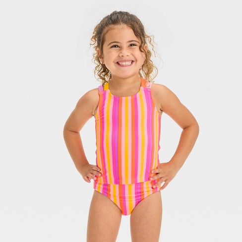 Baby Girls Striped Tankini Set Cat Jack Pink orange 18m Target