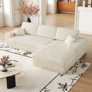 KTMBDW 114.5 Inch Reversible L Shape Sofa, Convertible Sofa, 2-in-1 Sofa with Chaise, Comfy Couches for Living Room, Corduroy - 1 of 4