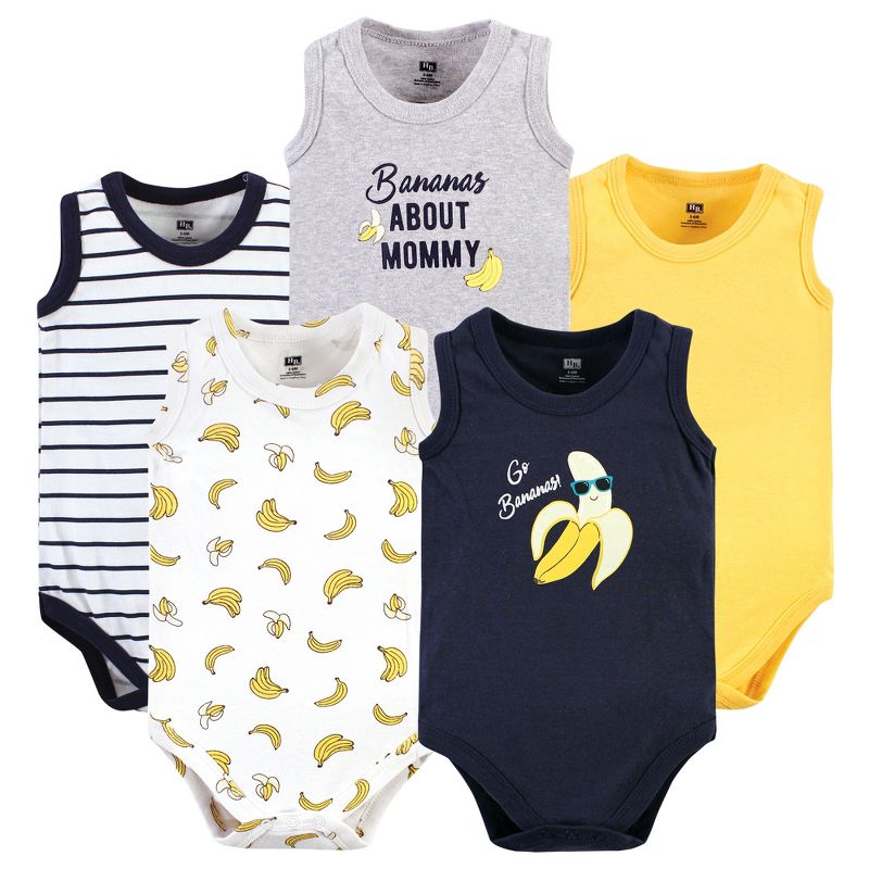 Hudson Baby Infant Boy Cotton Sleeveless Bodysuits, Go Bananas, 1 of 9