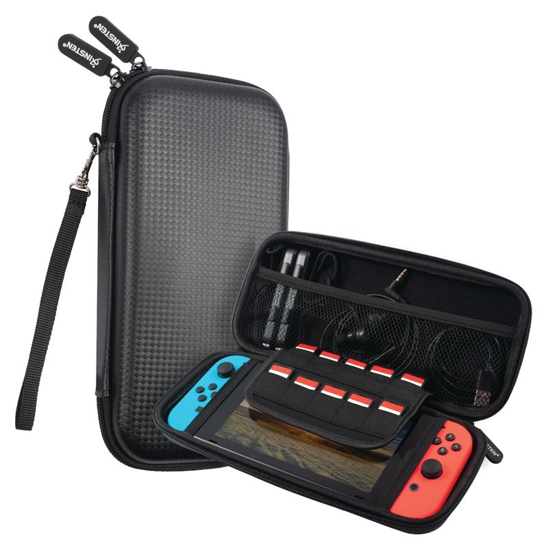Insten Carrying Case For Nintendo Switch & OLED Model Console with 10 Game Slot, Hard Travel Case for Joycon and Adapter, Black, 1 of 12