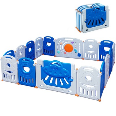 Costway 16-Panel Baby Playpen Toddler Kids Safety Play Center w/Lockable Gate