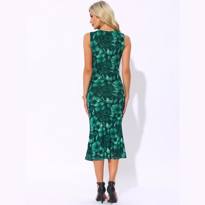 Женские платья INSPIRE CHIC Women's Sleeveless Crewneck Midi Length Dress X-Large Dark Green — фото 3