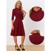 INSPIRE CHIC Women's Vintage 3/4 Sleeves Stand Collar Office Work Elegant A-Line Dress - 2 of 4