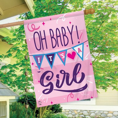 Baby Girl Pink and Purple Polyester House Flag