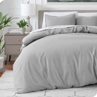 Full Light Grey Double Brushed Duvet Set By Bare Home : Target