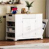 Whisen Classic Style Kitchen Islands on 5 Wheels with 3 Drawer and 3 Open Side Racks - 2 of 4