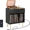 TIRAMISUBEST Vinyl Record Storage Cabinet with Power Outlet, Record Player Table Holds up to 200 Albums for Living Room,Office - 2 of 4