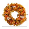 Nearly Natural 30-in Autumn Pumpkin and Maple Leaf Artificial Fall Wreath - 2 of 4
