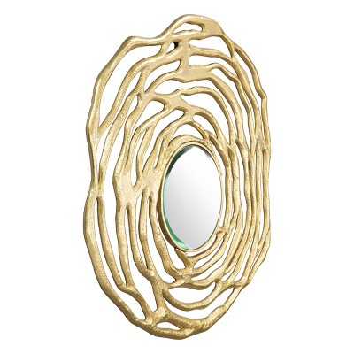 Sea Round Decorative Wall Mirror Gold - ZM Home