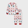 Family Christmas Pajamas All Over Reindeer Print Long-sleeve with Christmas Socks (SGS Certied Safety) Red+White - 4 of 4