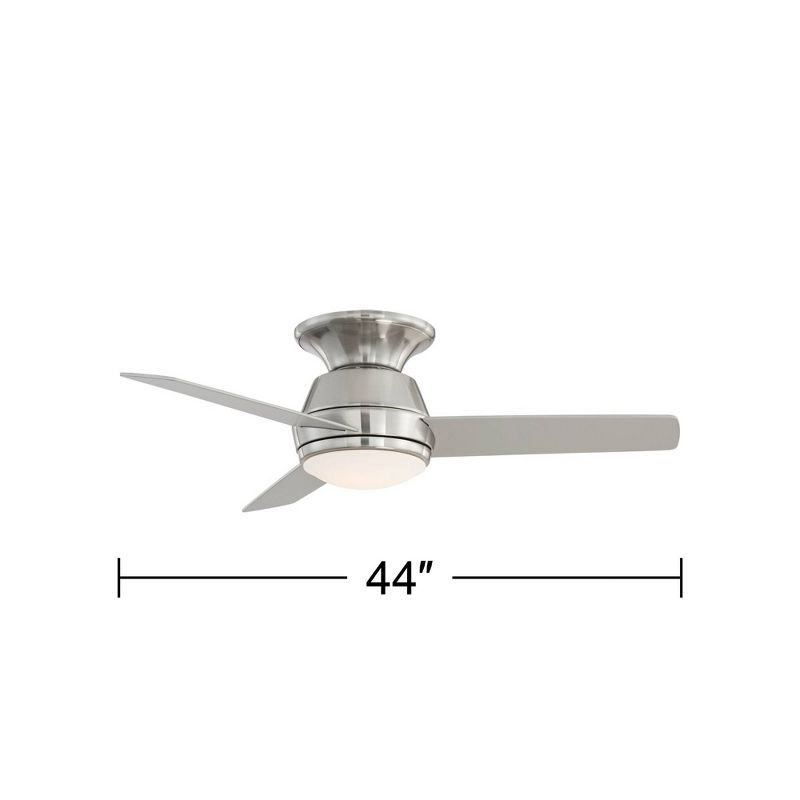 44" Casa Vieja Marbella Breeze Modern Hugger Indoor Ceiling Fan with Dimmable LED Light Remote Control Brushed Nickel Opal Glass for Living Room House, 4 of 9