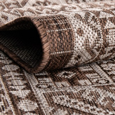 Brown Synthetic Square Medallion Outdoor Rug