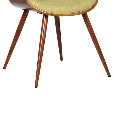 Green Faux Leather Walnut Wood Dining Chair