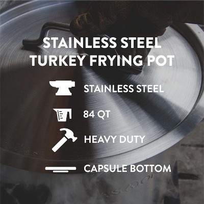 GasOne 84 qt. Stainless Steel Stock Pot with Lid and Basket with Reinforced Bottom Heavy-Duty for Deep Frying, Turkey Frying, Seafood Boil