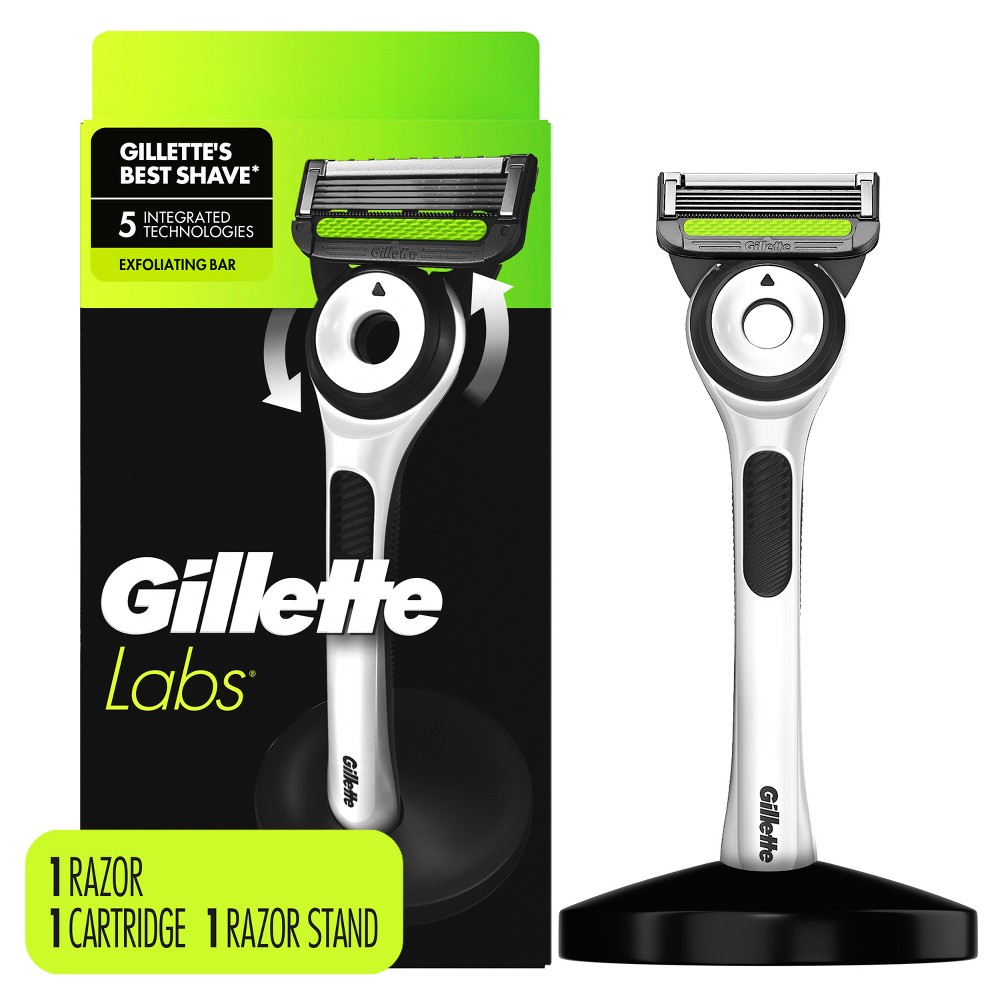 Photos - Shaver Gillette Labs Sharp White Edition Exfoliating Bar Razor with 1 Razor Blade Refill & Premium Magnetic Stand 