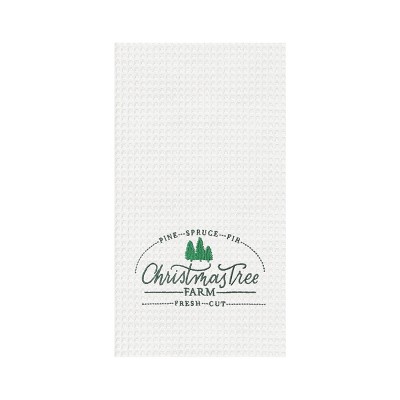 C&F Home Christmas Tree Farm Embroidered Waffle Weave Kitchen Towel