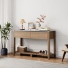 Farmhouse 2 Drawers Console Table, Tobacco Wood And White Marble Sofa Table-Cuddlewood - 2 of 4