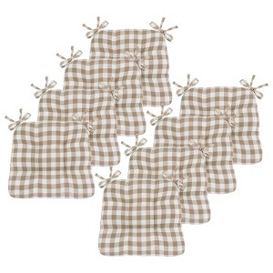Kate Aurora Country Living Gingham Plaid Checkered Country Farmhouse Chair Cushion Pads - 1 of 3