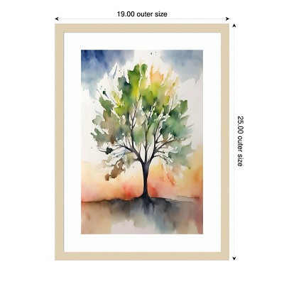 Svelte Natural Wood Framed Abstract Tree Print, 19 x 25 Inches