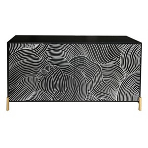 NicBex Carved 4-Door Sideboard Storage Cabinet with Adjustable Shelf for Living Room,Office and Entryway - 1 of 4