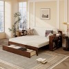 KWPZQEB Daybed with Trundle, Solid Wood Bed Frame with Removable Desk and Drawers, Sofa Day Bed with Side Table for Living Room, Bedroom - 4 of 4