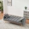 Aukfa 69"Convertible Sofa Bed with Teddy Fabric & Gold Legs - Modern Futon Couch Includes 2 Pillows, for Living Room/Bedroom - 4 of 4