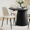 Extendable Dining Table Set for 4, Modern Black Pedestal Table with Upholstered Metal Leg Chairs for Kitchen or Dining Room-Tanpinhause - 2 of 4