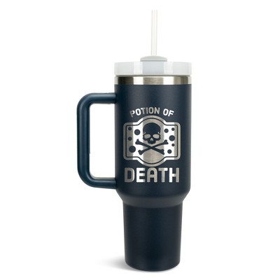 100 North Potion Of Death Video Gamer Wrap-Around 40 Oz. Stainless Steel Water Bottle Coffee Mug, Spill & Leak Resistant, Travel Tumbler with Handle,
