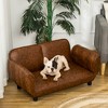 PawHut Pet Sofa Dog Bed Couch, Foldable Cat Lounger PU Leather Cover for Medium & Large Sized Animals, Brown - 2 of 4