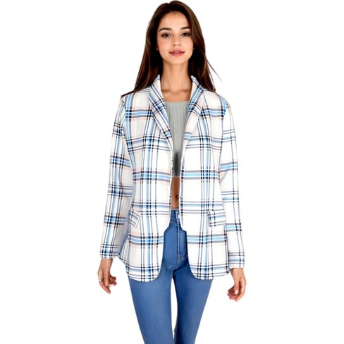 Anna-Kaci Women's Double Breasted Corduroy Blazer with Notched Lapel and Front Flap Pockets