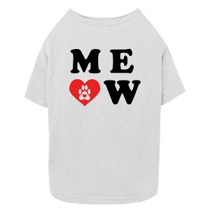 Lost Gods Meow Heart Paw Print  Dog T-Shirt - White - Small - 1 of 4