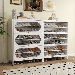Bekrvio 6-Tier 42” Entryway Shoe Storage Cabinet - 3 Flip-Up Doors, Removable Shelves, 18-24 Pairs, Metal, Tall Freestanding Modern - 1 of 4