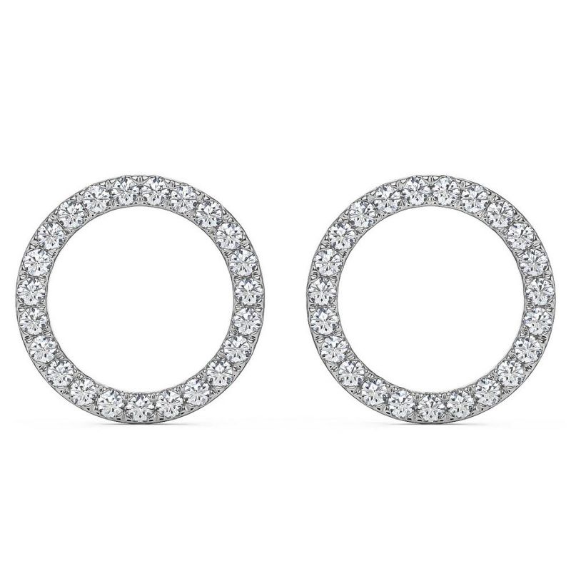 Pompeii3 1/4Ct Circle Diamond Earrings in White, Yellow, or Rose Gold Lab Created, 1 of 4