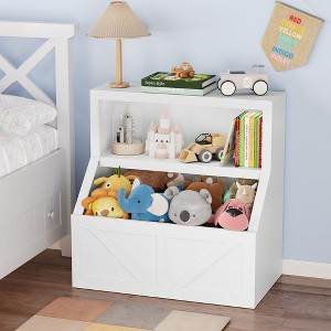 Kid's Bookshelf and Toy Storage Unit, Wooden Bookcase Cabinet with Storage Organizer, Large Cubbies for Kids,Nursery,Classroom,Kindergarten - 1 of 4