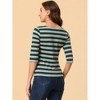 INSPIRE CHIC Women's Stripes Casual Basic Elbow Sleeves Boat Neck Slim Fit T-Shirts - 4 of 4