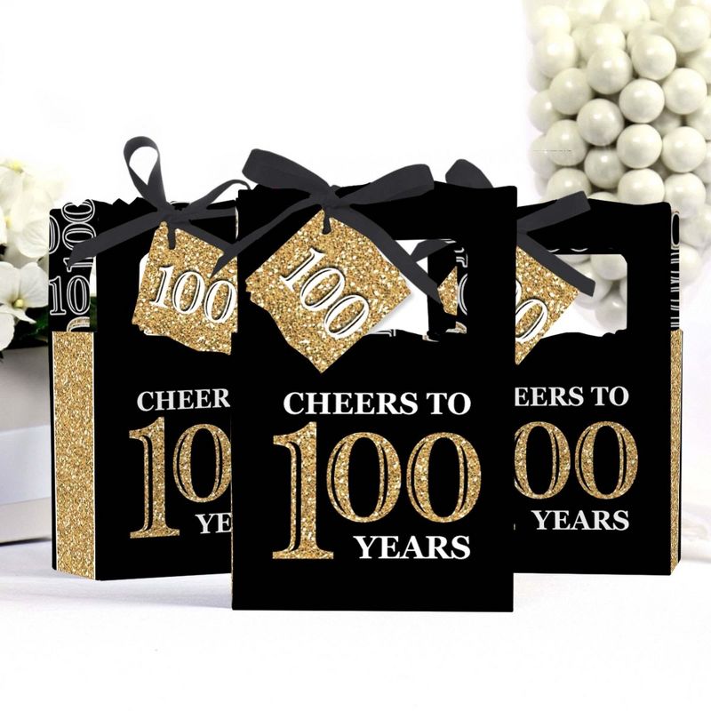 Big Dot of Happiness Adult 100th Birthday - Gold - Birthday Party Favor Boxes - Set of 12, 3 of 6