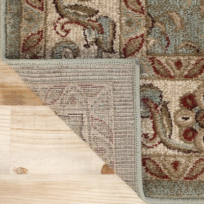 Green Floral Synthetic Traditional Area Rug