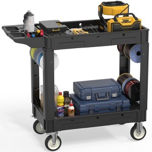 Huxxion Utility Cart with Wheels, Heavy Duty Rolling Service Cart for Warehouse,Garage, Cleaning() - 1 of 4